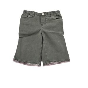 Cherokee‎ Baby Girl Pants 6M Olive Green Cotton Pink Stitch Bow Pocket Cute